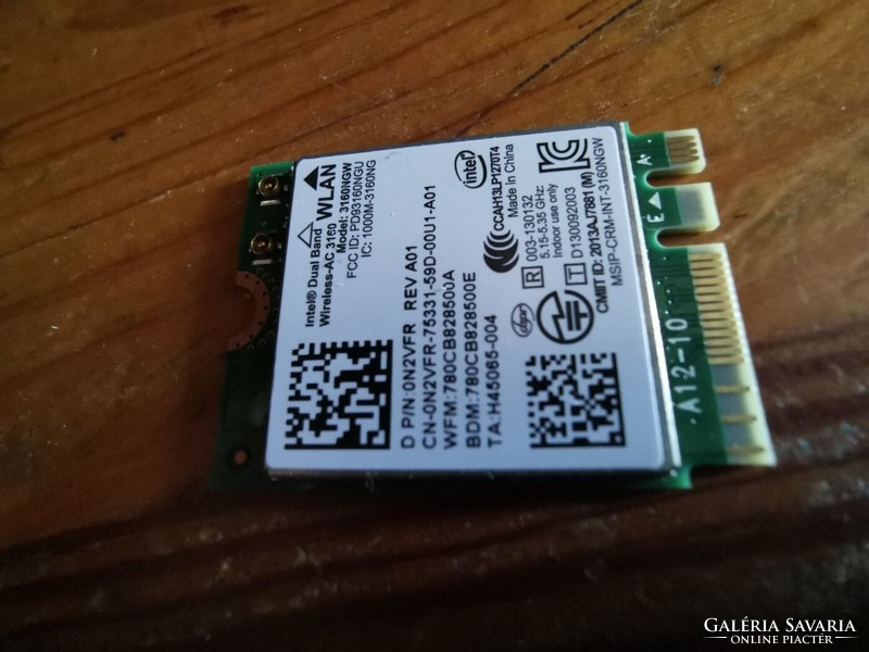 Intel® AC 3160 wireless adapter, Dual-Band, 1x1AC, M.2 Card + Bluetooth