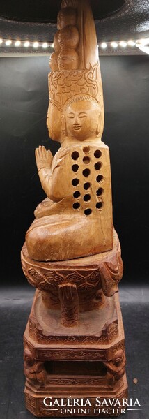 Buddha szobor fából, XIX. század, 40 cm-es magasságú.8653