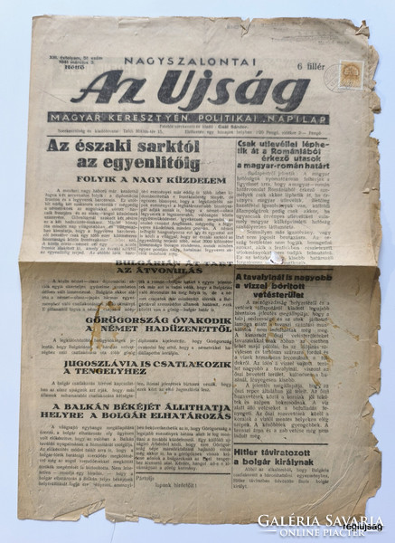 1941 III 3  /  Az Ujság (NAGYSZALONTAI)  /  Régi ÚJSÁGOK KÉPREGÉNYEK MAGAZINOK Ssz.:  27886