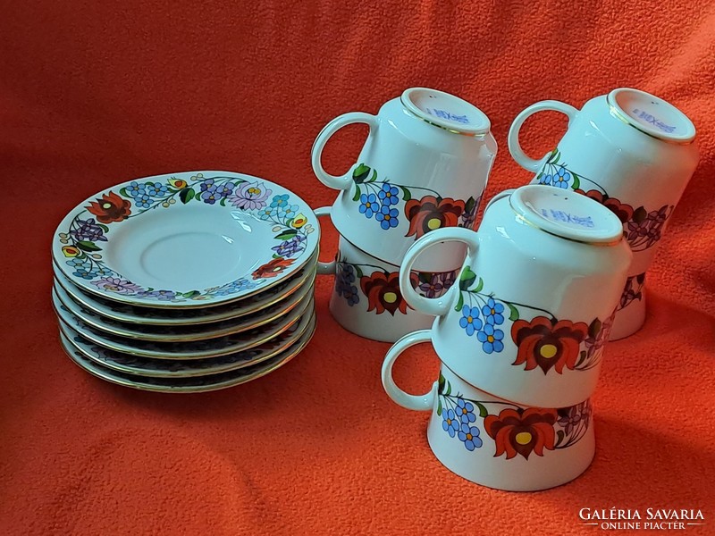 Ritka, hibátlan! KALOCSAI PORCELÁN 6 személyes mokkás / kávés készlet