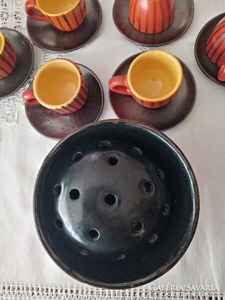 Zalai retro Tófej kerámia nosztalgia kávés /  mokkás csésze  + csészealj +  ikebana / virágrendező,