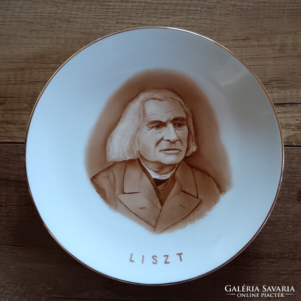 Régi Herendi porcelán falidísz Liszt Ferenc portréjával