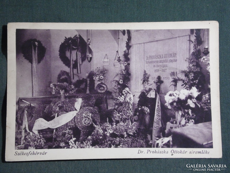 Képeslap,Székesfehérvár,Dr. Prohászka Ottokár síremléke látkép,Barasits Bp. kiadás ,1925-   -lila-