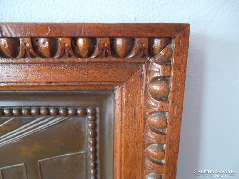 Antik jelzett Utolsó vacsora relief ökörszemes keretben