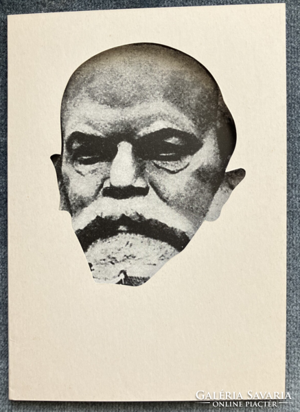 Pauer Gyula: Lenin-Marx (1971) - pszeudó alkotása kiállítási meghívón.