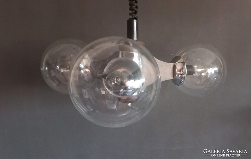 Bauhaus Sved design króm- fa Szputnyik mennyezeti lámpa ALKUDHATÓ