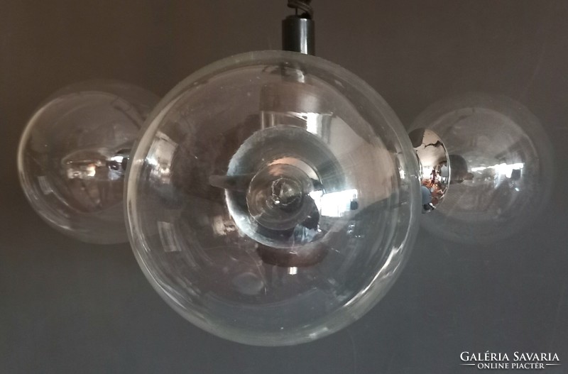 Bauhaus Sved design króm- fa Szputnyik mennyezeti lámpa ALKUDHATÓ