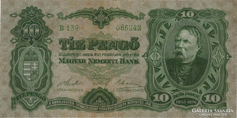 10 pengő 1929 Javított 3.