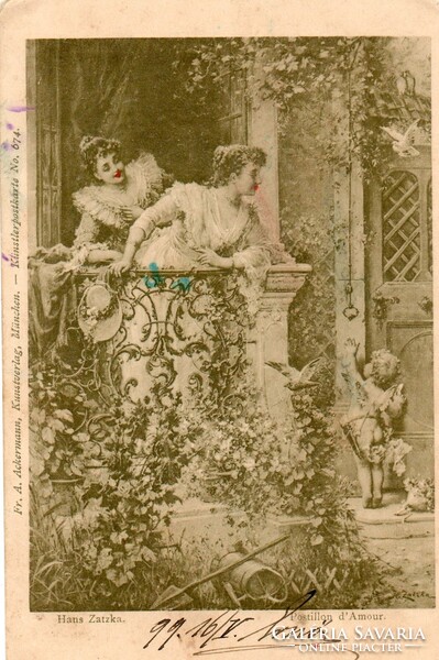 Képeslap: Hans Zatzka. nők, 1899.