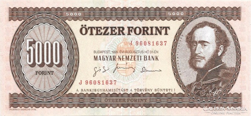 5000 forint 1995 "J" UNC