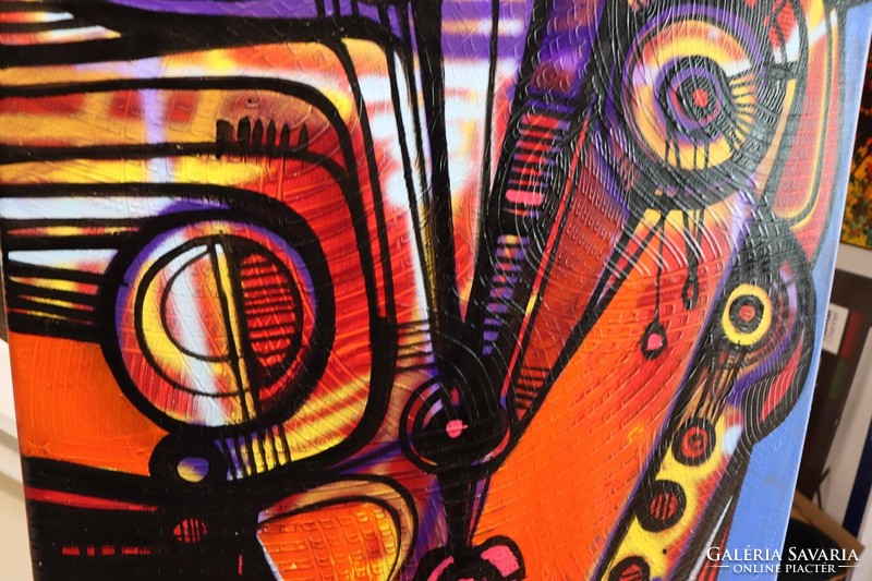 Simeon Gonzales - Rostro en Evolución - XL- 70x100 cm, akril, vászon