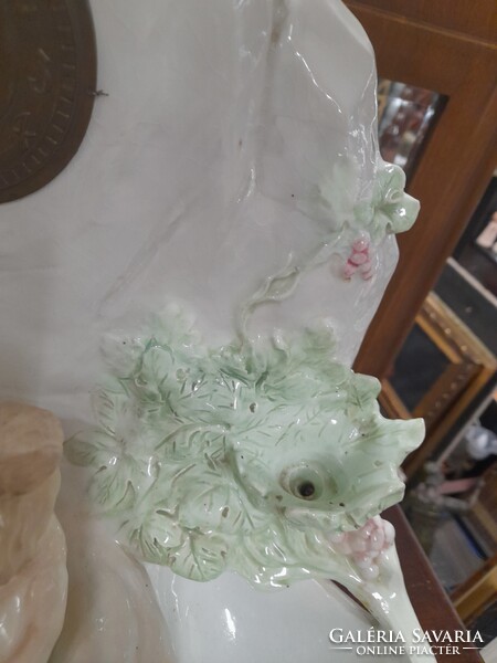 Alt Wien Ca.1910-20 Évek Nagyméretű Fajansz Szerelmespár,Asztali Lámpatest,Kandalló Óra. 48 cm.