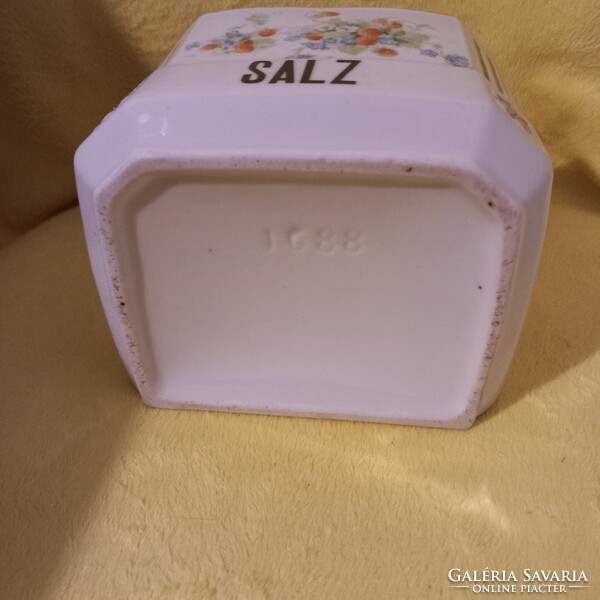 Régi, sorszámos,porcelán, fedeles, fali sótartó, fűszertartó.