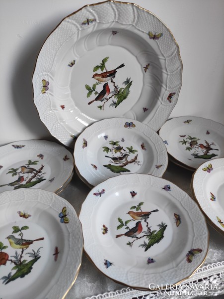 Rothschild mintás 12 személyes Herendi süteményes porcelán készlet 12+1db makulátlan állapotban
