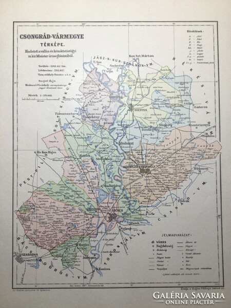 Csongrád vármegye térképe. Kogutowicz 1905. Magyar Földrajzi Intézet.