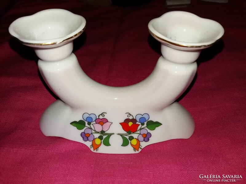Nagyon szép KALOCSA porcelán KÉTÁGÚ KANDELLÁBER GYERTYATARTÓ  cm HIBÁTLAN