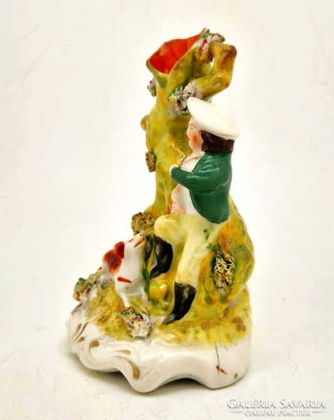 Viktoriánus 19.sz Staffordshire porcelán figura tintatartó váza 14.5cm