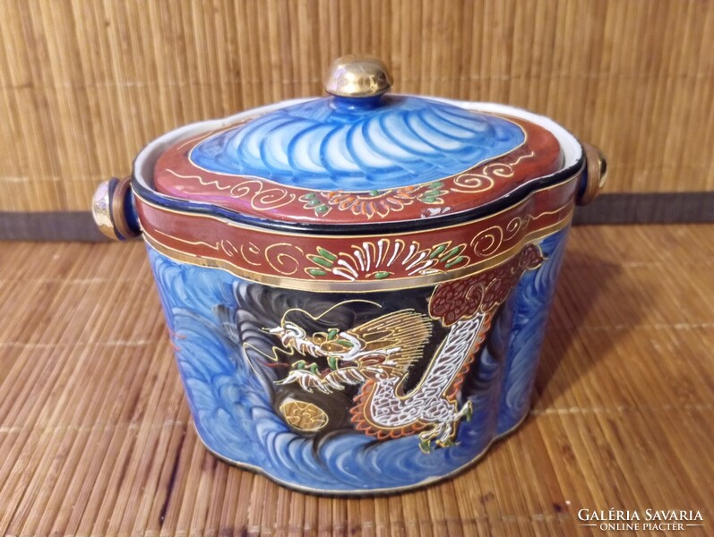 Samurai China, art deco japán porcelán keksz tartó fogantyúval