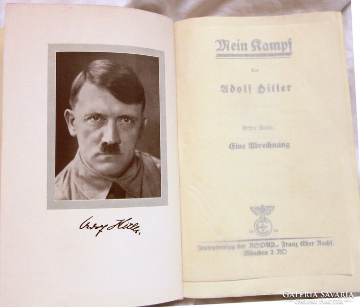 Adolf H:Mein Kampf, 1936 kiadás, I-II kötet, I. 406 oldal, II. 782 oldal, jó állapotban, nem hiányos