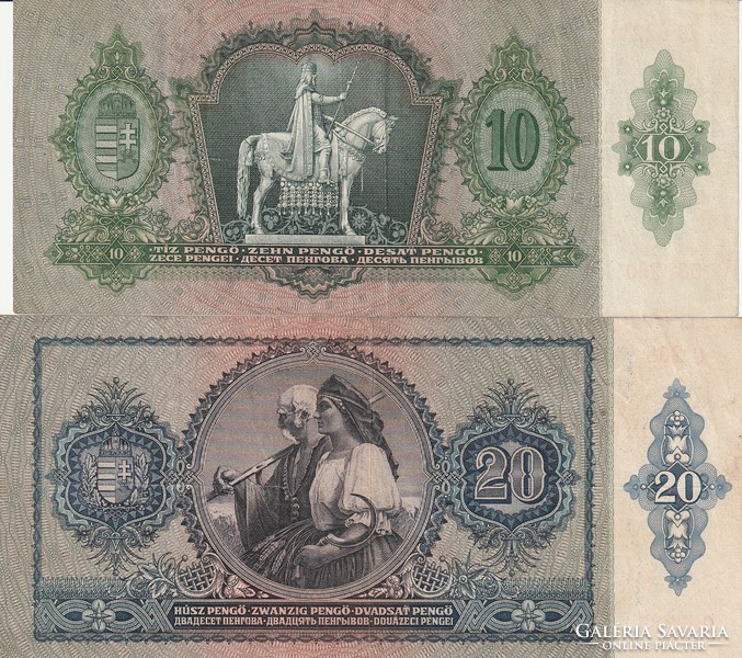 PENGŐ 2 db. egyben, 10 (1936) F+, 20 (1941) F