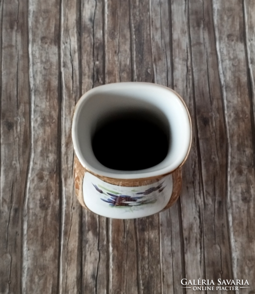 RITKA FAZONÚ LÜSZTER MÁZAS HOLLÓHÁZI PORCELÁN VÁZA IBOLYA MINTÁVAL