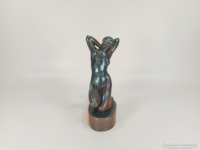 ZSOLNAY, EOSIN MÁZAS PORCELÁN FIGURA, HIBÁTLAN ! (D002)