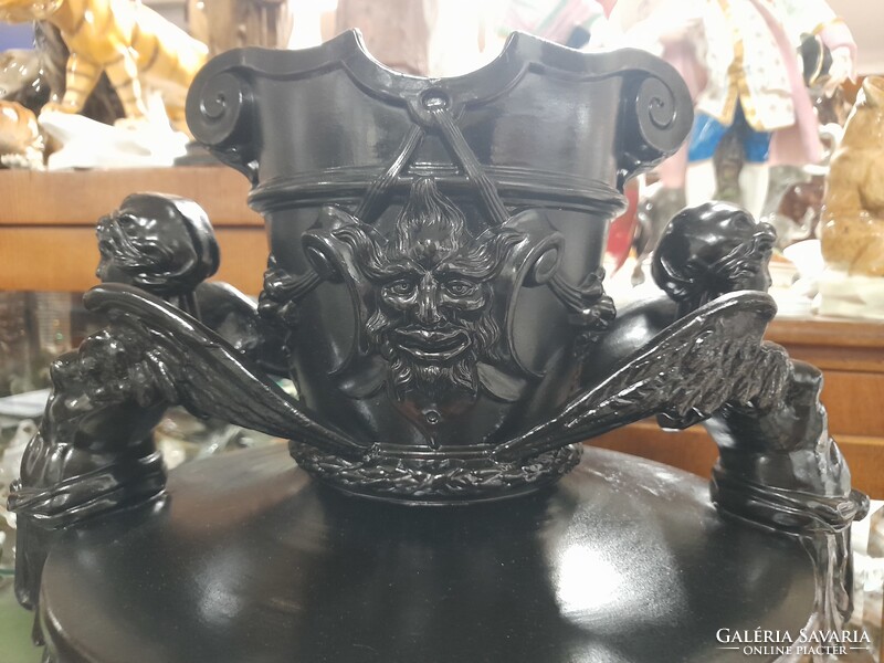 Alt Wien Wilhelm Schiller & Son. Gerbing & Stephan 1895,Faun,Angyalos Kerámia Amfora Váza. 56 cm