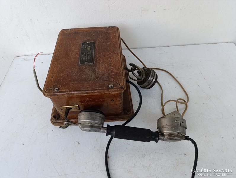 Antik telefon fali fadobozos fülhallgatós fa telefon kagylóval és hallgatóval starožitný telefón 621