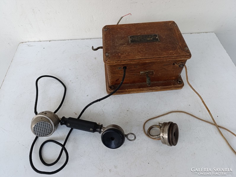 Antik telefon fali fadobozos fülhallgatós fa telefon kagylóval és hallgatóval starožitný telefón 621