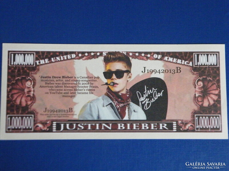 Egy millió dollár (one million dollars) emlékpénz - The Biebster, Justin Bieber -