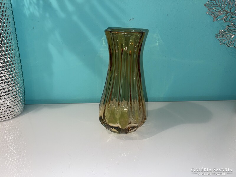 Archimede Seguso murano borostyán színű csodaszép váza