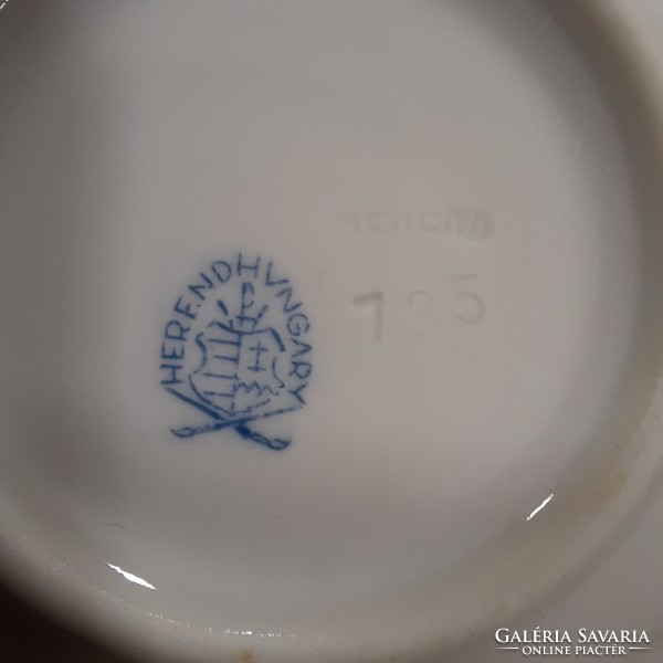 Herendi virágmintás porcelán kávéskészlet, kávés készlet 1.oszt.