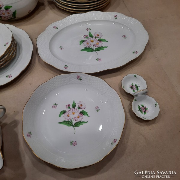 6 személyes Herendi Map virágmintás porcelán étkészlet. 26 db.