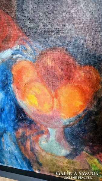 Gráber Margit:Ruhát varró lány csendélettel 90x80