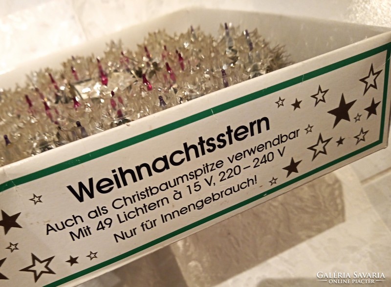 Látványos régi karácsonyfa dísz német színes villogó boás kör alakú égősor. 25cm