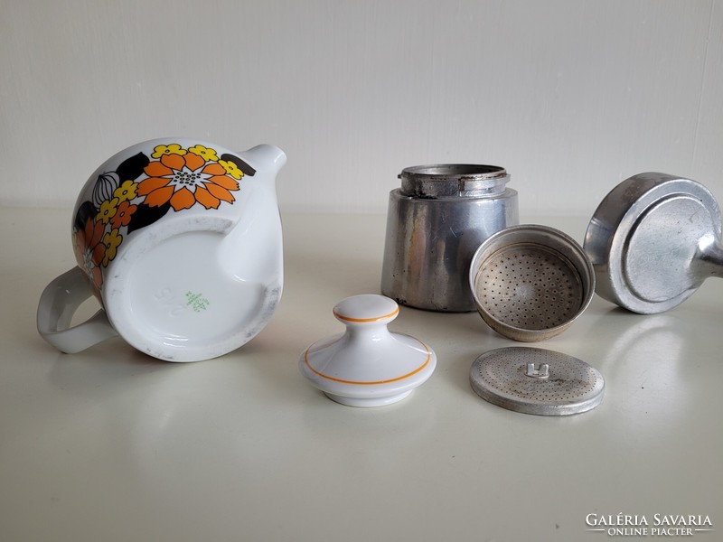 Régi retro nagyobb méretű Hollóházi porcelán kotyogós kávéfőző