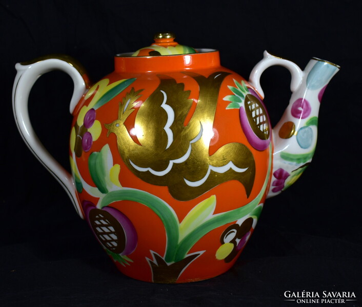 1960 körül DULEVO SZOVJET HATALMAS ARANYOZOTT PORCELÁN TEÁSKANNA