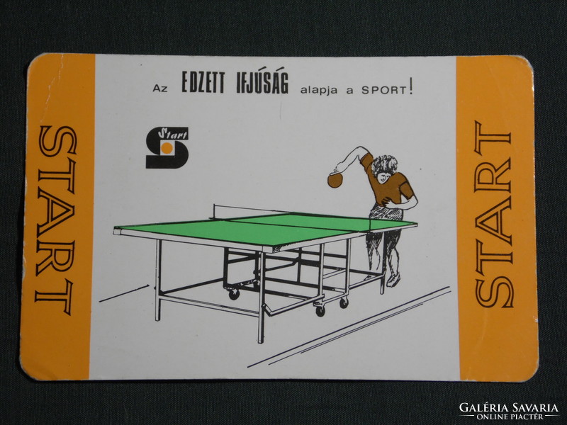 Kártyanaptár,Start sportszergyártó szövetkezet,Békés,grafikai,Ping Pong asztal, 1978,   (8)  -sérült