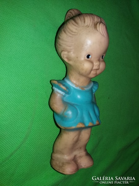 Antik Aradeanca gumi kislány játék baba figura 17 cm a képek szerint