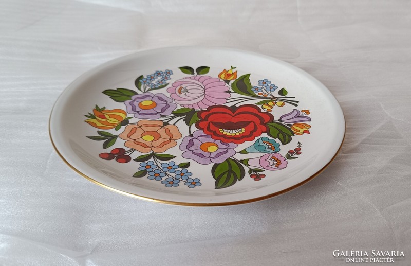 Kalocsa porcelán fali tányér, kézzel festett