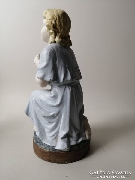 ANTIK BISZKVIT PORCELÁN SZOBOR - IMÁDKOZÓ KISLÁNY