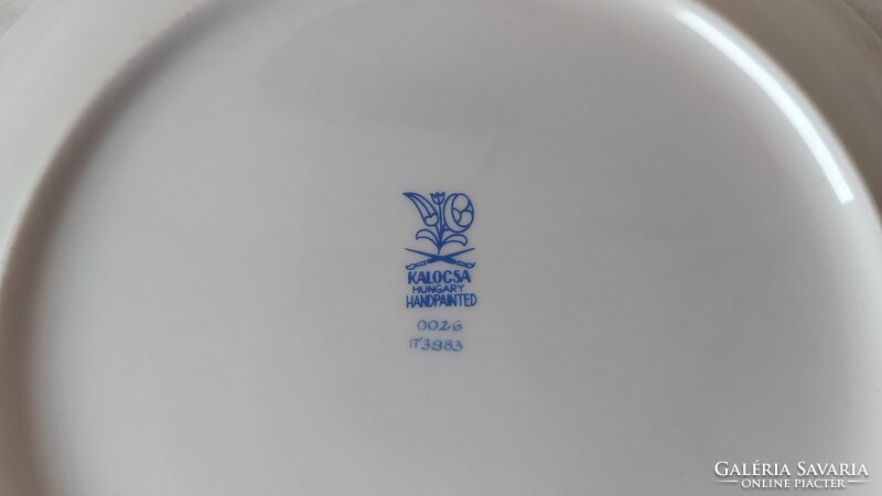 Kalocsa porcelán fali tányér, kézzel festett