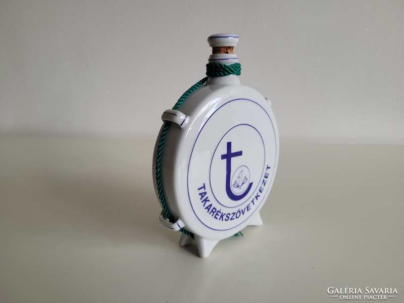 Régi retro Hollóházi porcelán kulacs Takarékszövetkezet