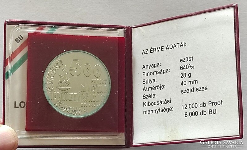 1984 500 Forint Los Angeles nyári olimpia BU MNB tokban tanúsítvánnyal