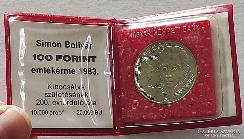 1983 100 Forint Simon Bolivar BU MNB tokban