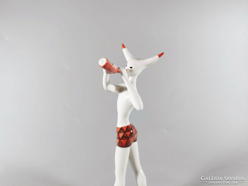 KŐBÁNYAI ART DECO MINOTAURUSZ, ANTIK KÉZZEL FESTETT PORCELÁN FIGURA 18.7 CM, HIBÁTLAN! (J354)