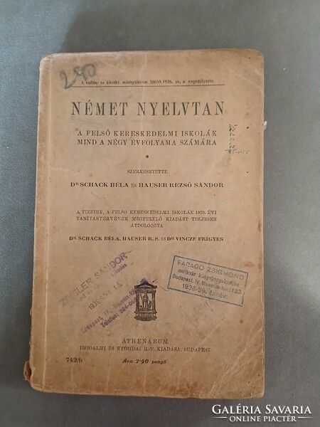 Dr.Schack Béla, Hauser Rezső Sándor - Német nyelvtan - 1926