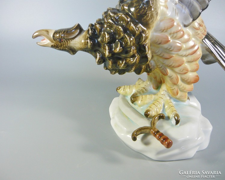 HERENDI MíTIKUS RAGADOZÓ, TURUL MADÁR PORCELÁN FIGURA, 34 CM. HIBÁTLAN ! (B044)