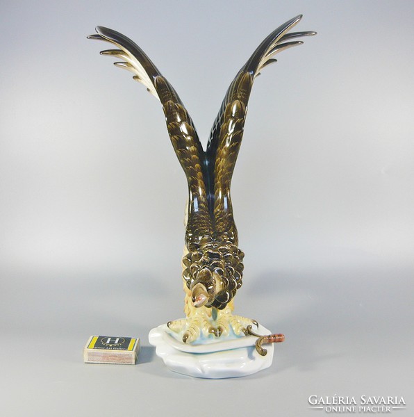 HERENDI MíTIKUS RAGADOZÓ, TURUL MADÁR PORCELÁN FIGURA, 34 CM. HIBÁTLAN ! (B044)