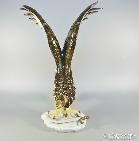 HERENDI MíTIKUS RAGADOZÓ, TURUL MADÁR PORCELÁN FIGURA, 34 CM. HIBÁTLAN ! (B044)
